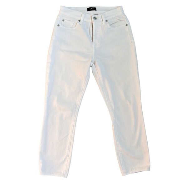 7 For All Mankind Josefina White High-Rise Slim Jeans Size 24 - Picture 1 of 8